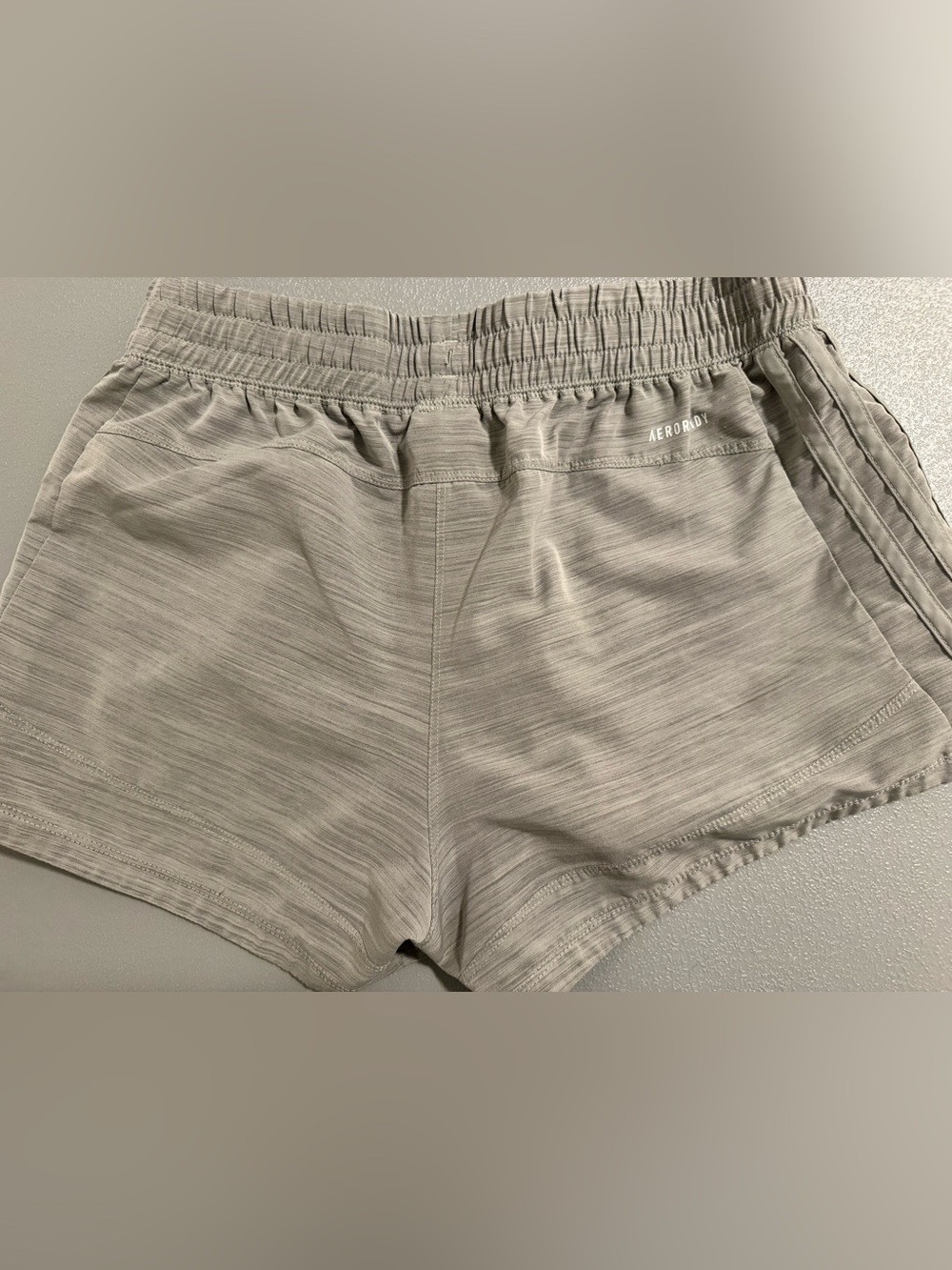adidas Aeroready Women's Athletic Shorts - Light Gray Side Stripes Small - Picture 3 of 5